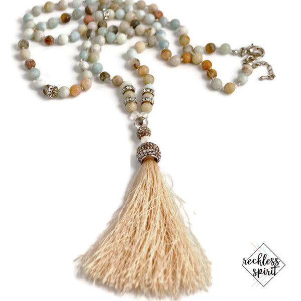 Simply Ivie Amazonite Silk Tassel Necklace