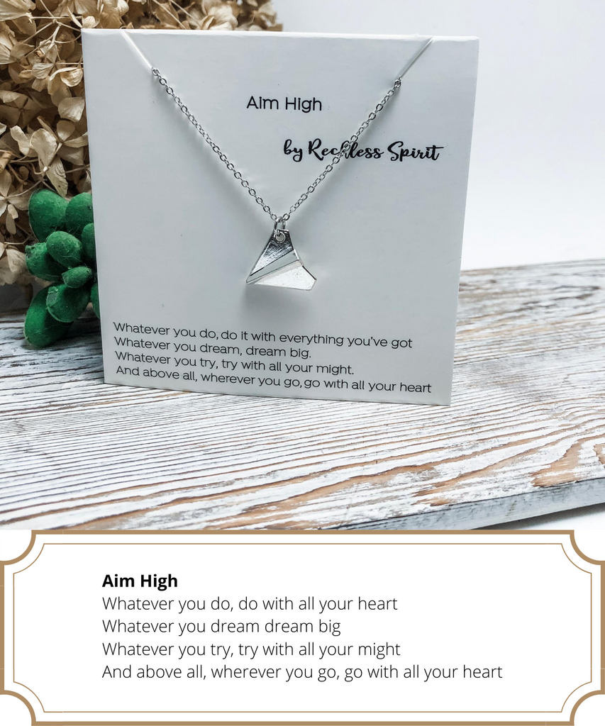 Aim High Paper Airplane Necklace