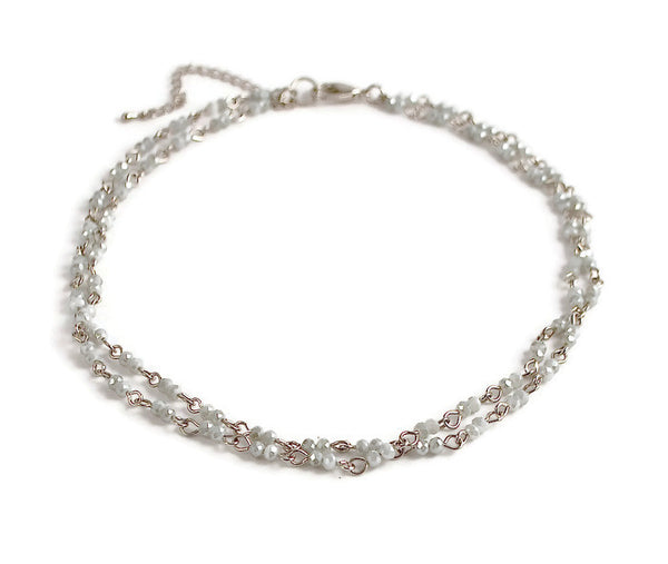 Faceted Iced Blue Chain Choker Necklace