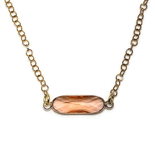 Gold Tone Peach Puff Bar Necklace