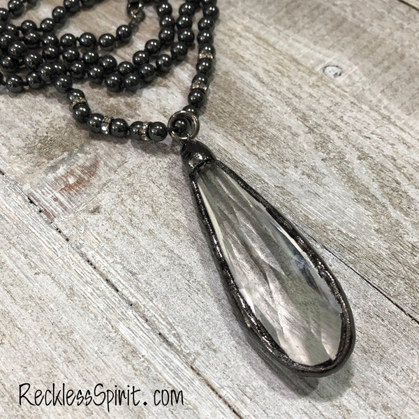 Bright Skies Crystal Teardrop Necklace