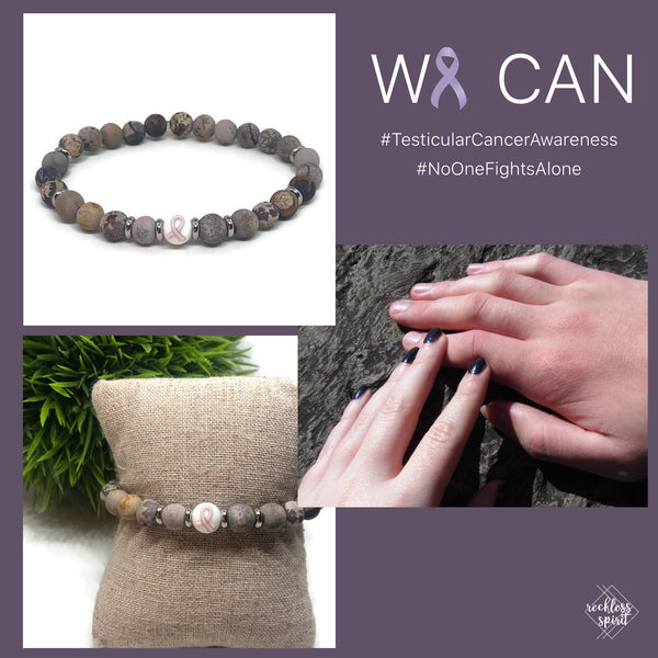 Testicular Cancer Awareness Unisex (Men's or Women's) Stretch Bracelet - Frosted Agate