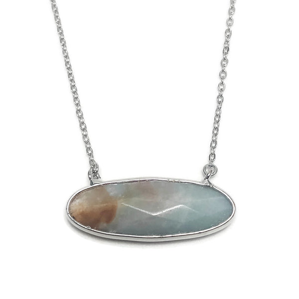 Oval Amazonite Bar Necklace