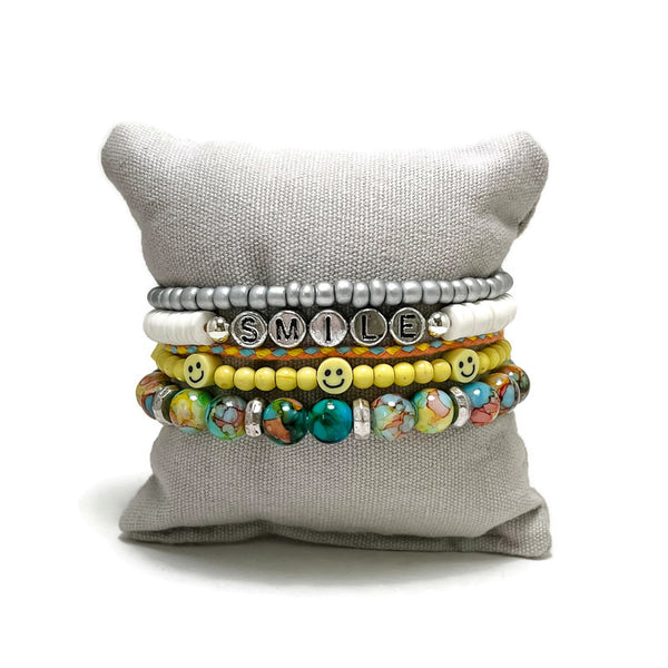Smiley Happy Stack Be Happy Stretch Bracelet Set