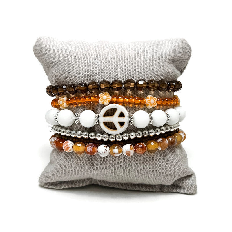 Peace Happy Stack Be Happy Stretch Bracelet Set