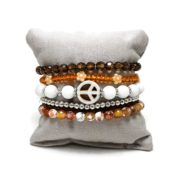 Peace Happy Stack Be Happy Stretch Bracelet Set