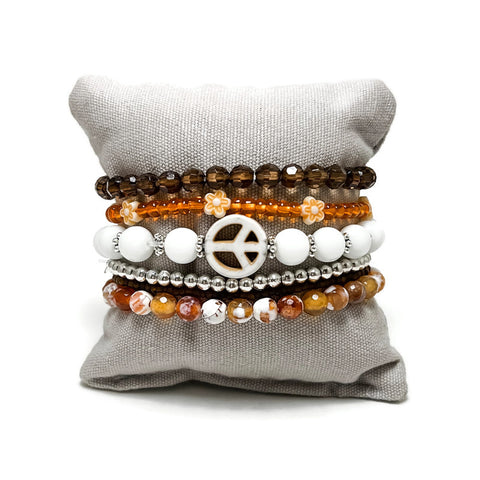 Peace Happy Stack Be Happy Stretch Bracelet Set
