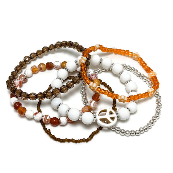 Peace Happy Stack Be Happy Stretch Bracelet Set