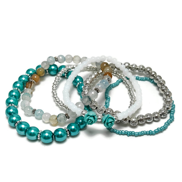 Rose Happy Stack Be Happy Stretch Bracelet Set