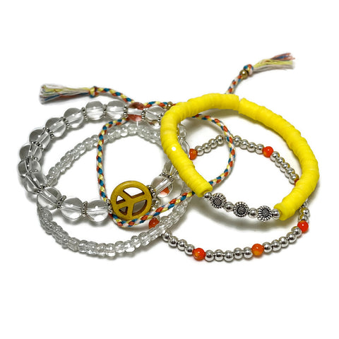 Happy Stack Peace Stretch Bracelet Set