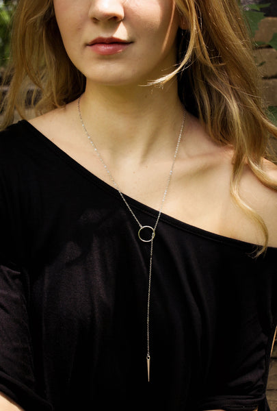 Silver Slip-Through Lariat Necklace