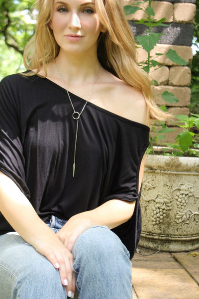 Silver Slip-Through Lariat Necklace