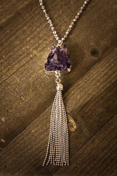 Amethyst Crystal Tassel Necklace