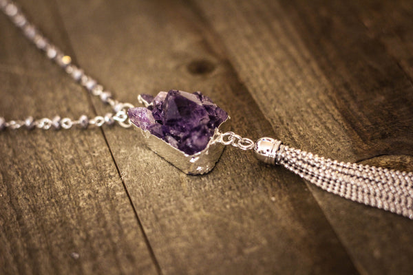 Amethyst Crystal Tassel Necklace