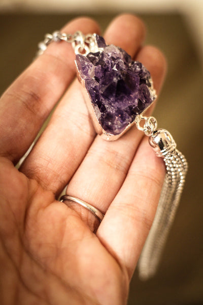 Amethyst Crystal Tassel Necklace