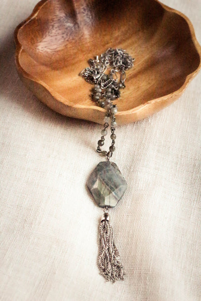 Be Strong Labradorite Tassel Necklace