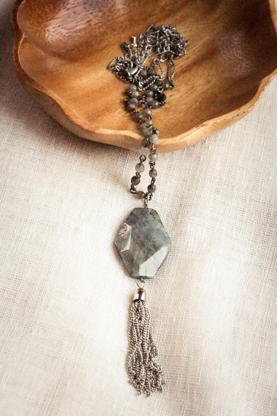 Be Strong Labradorite Tassel Necklace