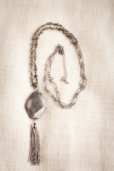 Be Strong Labradorite Tassel Necklace