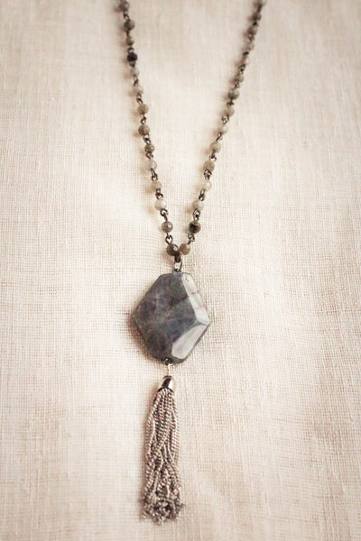 Be Strong Labradorite Tassel Necklace