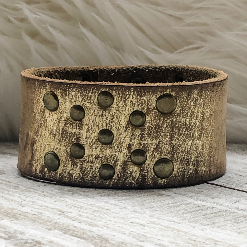 Golden Spurs Leather Cuff Bracelet
