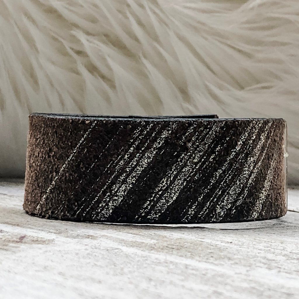 Silver Splash Leather Cuff Bracelet