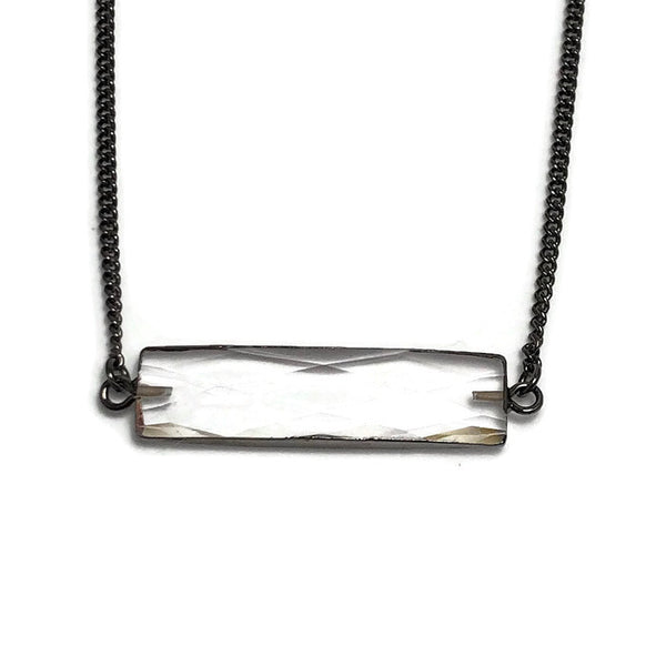 Faceted Clear Crystal Bar Layering Necklace
