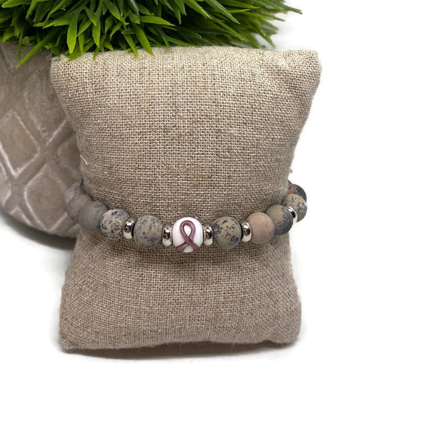 Overdose Awareness Unisex Frosted Agate Stretch Bracelet