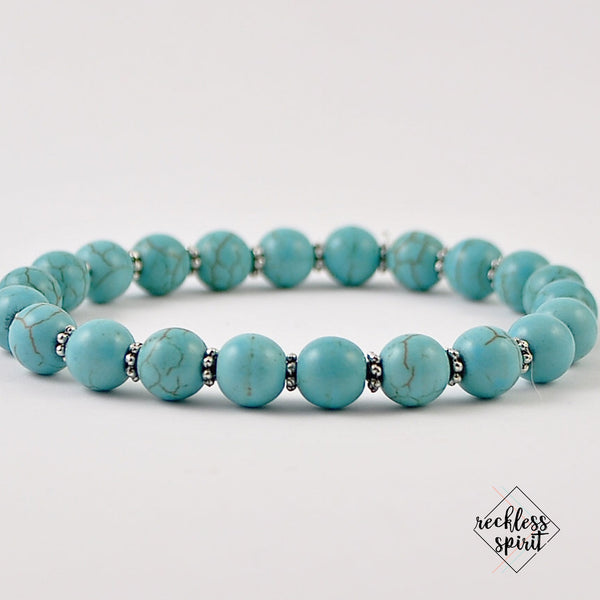 Turquoise Howlite Womens Stretchy Bracelet