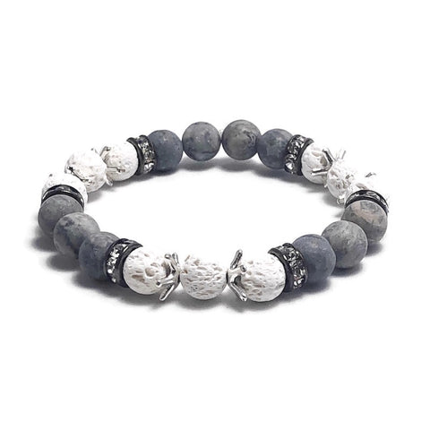 Frosted Picasso Jasper White Lava Stretch Bracelet