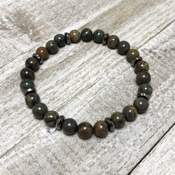 Ocean Jasper Mens Stretch Bracelet