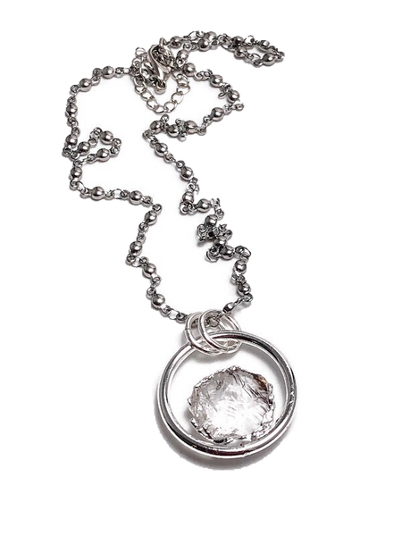 Sparkling Etched Quartz Ring Necklace