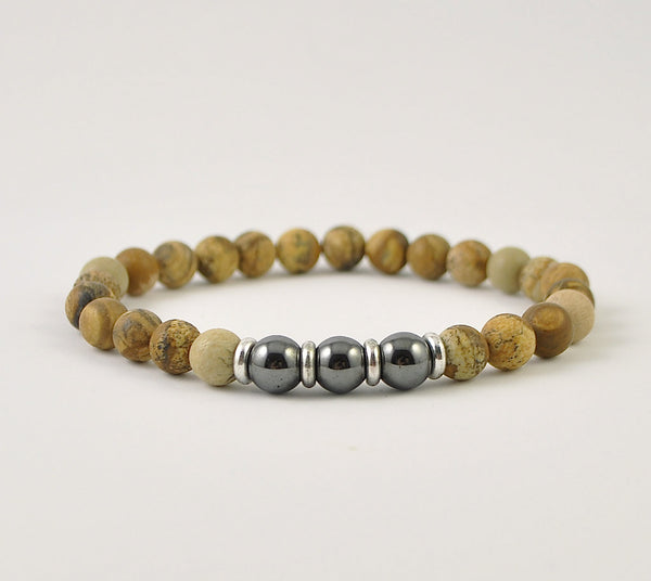Picture Jasper Mens Stretch Bracelet