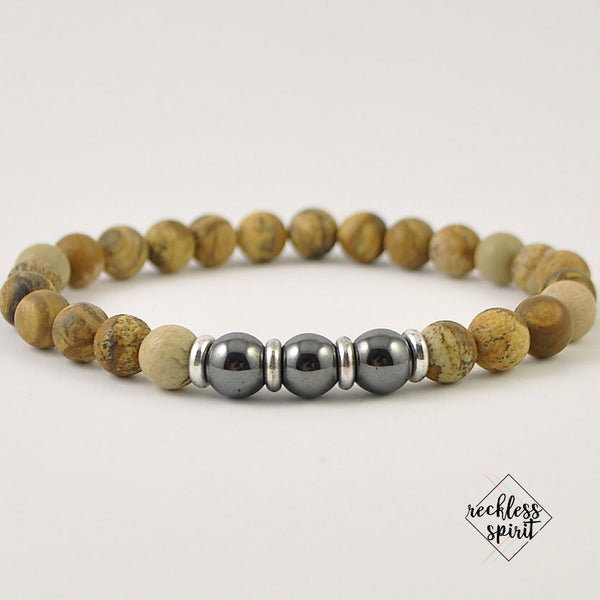 Picture Jasper Mens Stretch Bracelet