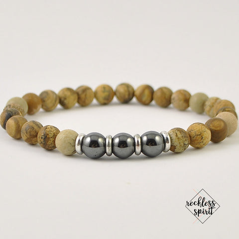 Picture Jasper Mens Stretch Bracelet