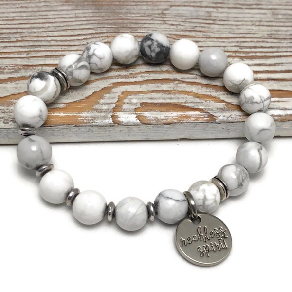 HEALING STONES - Howlite Womens Stretch Bracelet