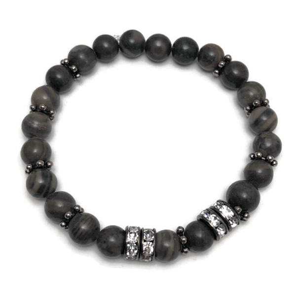 HEALING STONES - Wood Lace Stone Womens Stretch Bracelet