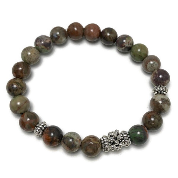 HEALING STONES - Ocean Agate Womens Stretch Bracelet