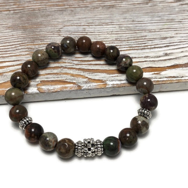 HEALING STONES - Ocean Agate Womens Stretch Bracelet