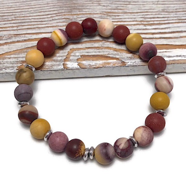 HEALING STONES - Fountain of Youth Mookaite Jasper Womens Stretch Bracelet