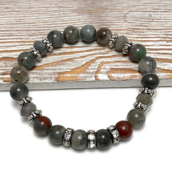 HEALING STONES - African Bloodstone Womens Stretch Bracelet