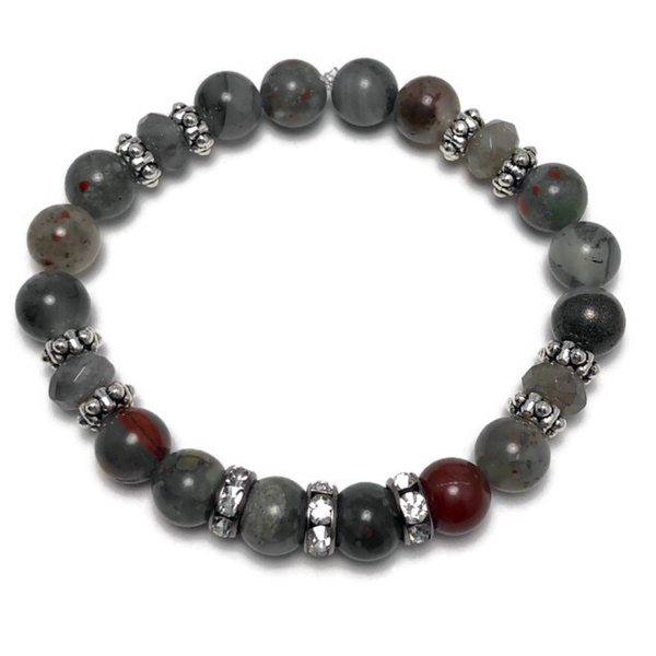 HEALING STONES - African Bloodstone Womens Stretch Bracelet