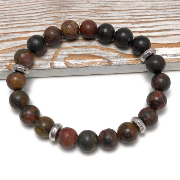 HEALING STONES - Red Jasper Womens Stretch Bracelet