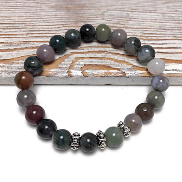 HEALING STONES - Indian Agate Womens Stretch Bracelet