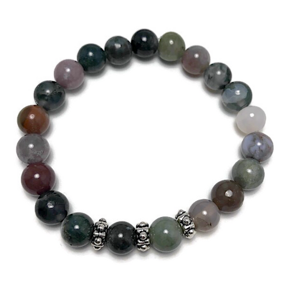 HEALING STONES - Indian Agate Womens Stretch Bracelet
