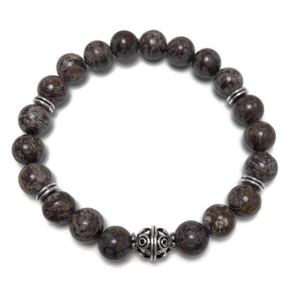 HEALING STONES - Snowflake Obsidian Womens Stretch Bracelet