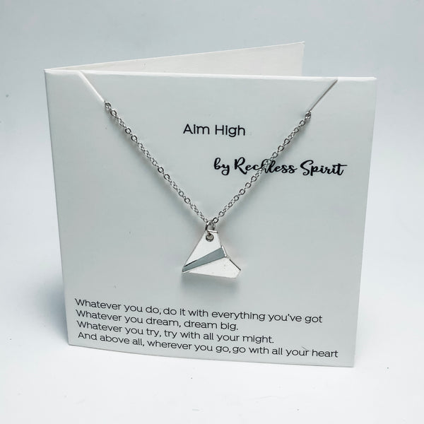 Aim High Paper Airplane Necklace