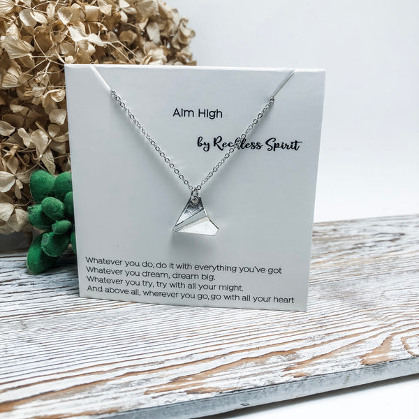 Aim High Paper Airplane Necklace