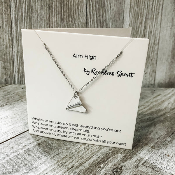 Aim High Paper Airplane Necklace