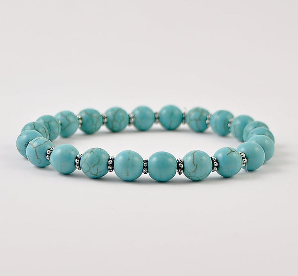 Turquoise Howlite Womens Stretchy Bracelet