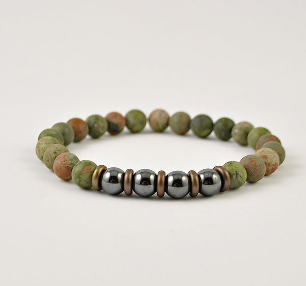 Unakite Mens Stretch Bracelet